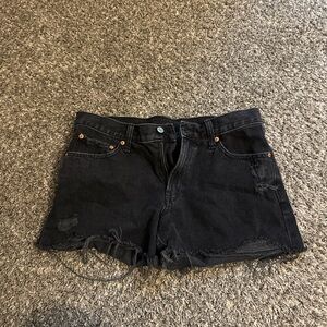 GAP Black Distressed Cutoff Denim Shorts